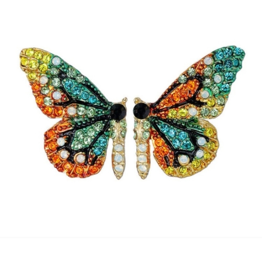 Butterfly WING Gemstone Earrings Butterfly Earrings Simulated Gemstones